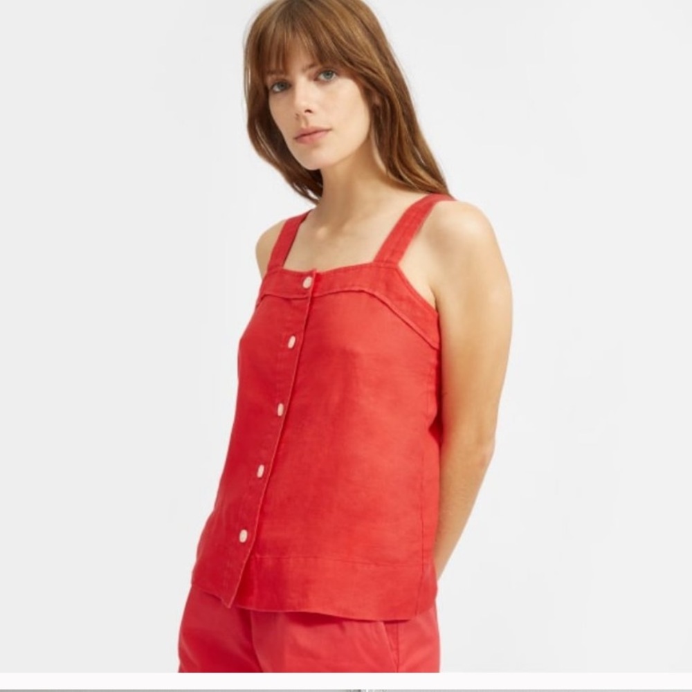 Everlane linen picnic top in red